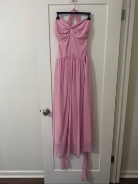 Pink drop waist dress with neck scarf worn once